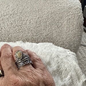 Silver Ring with white opal pre owned made in Israel